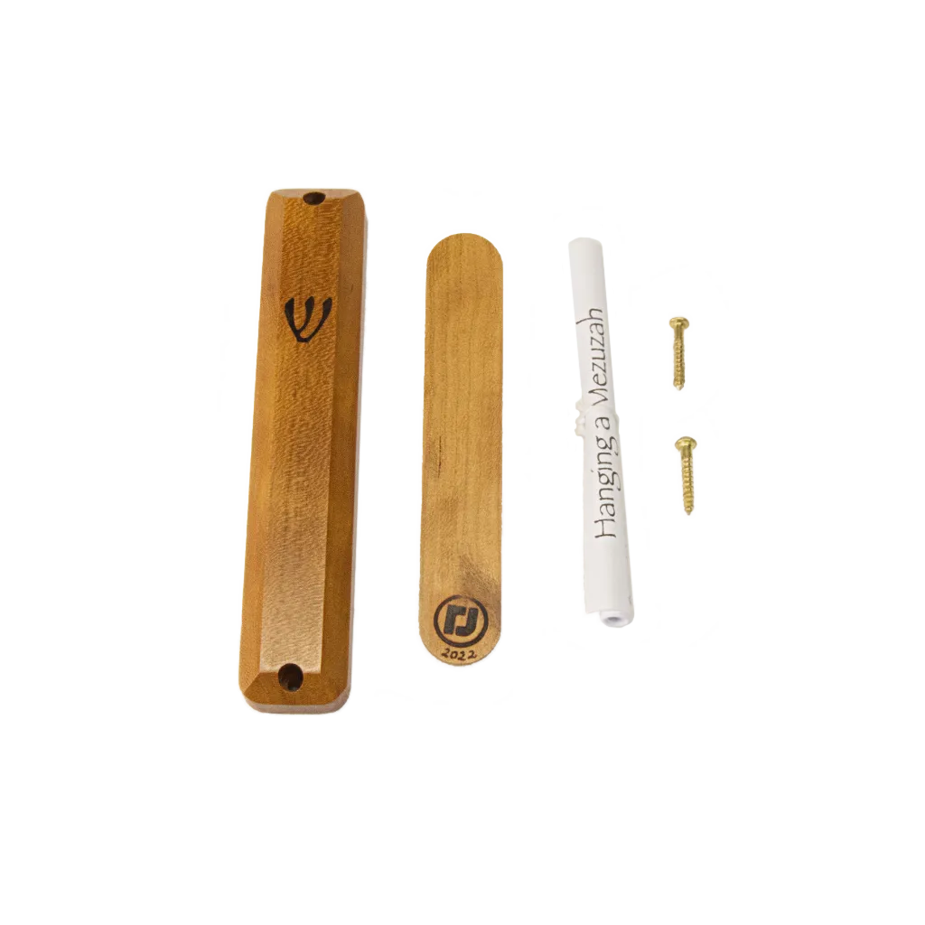 Cherry Mezuzah Case With Ebony Inlay Open Front