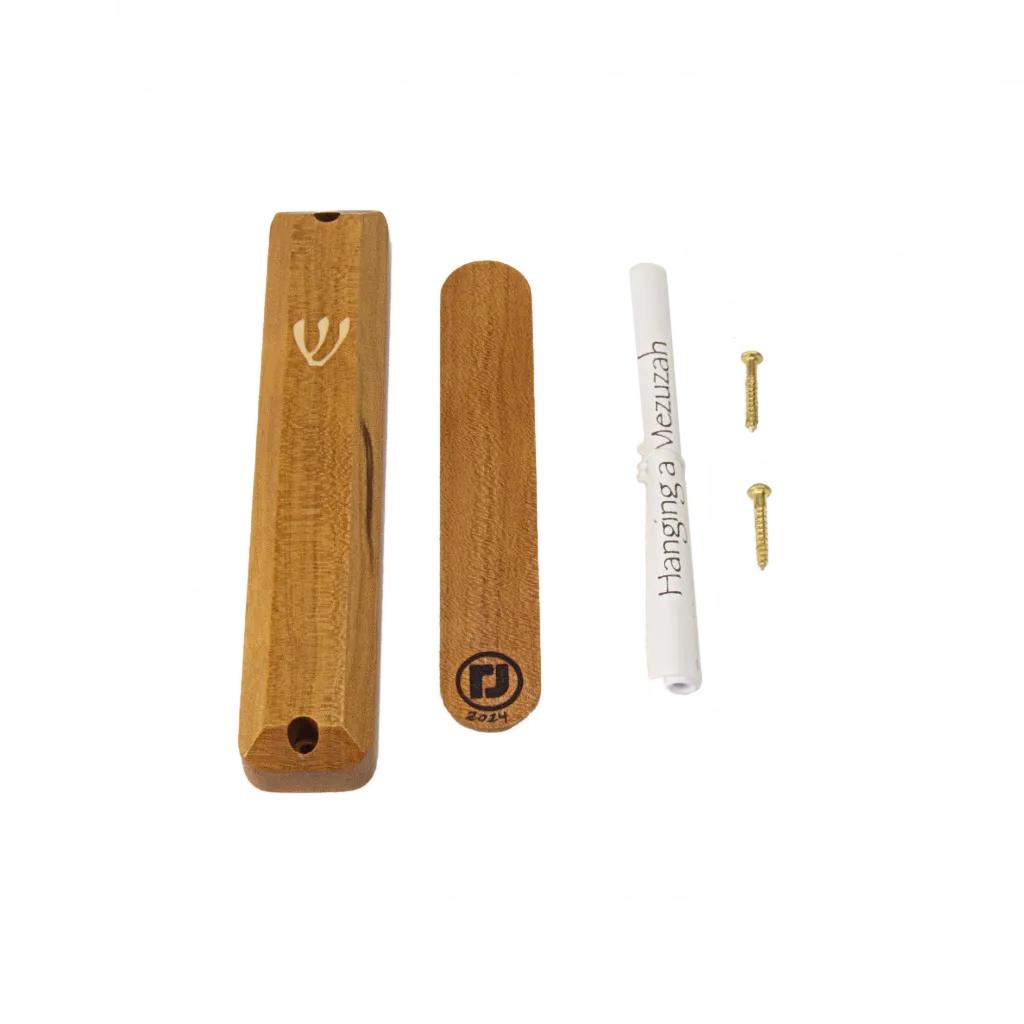 Cherry Wood Mezuzah Case Open Front