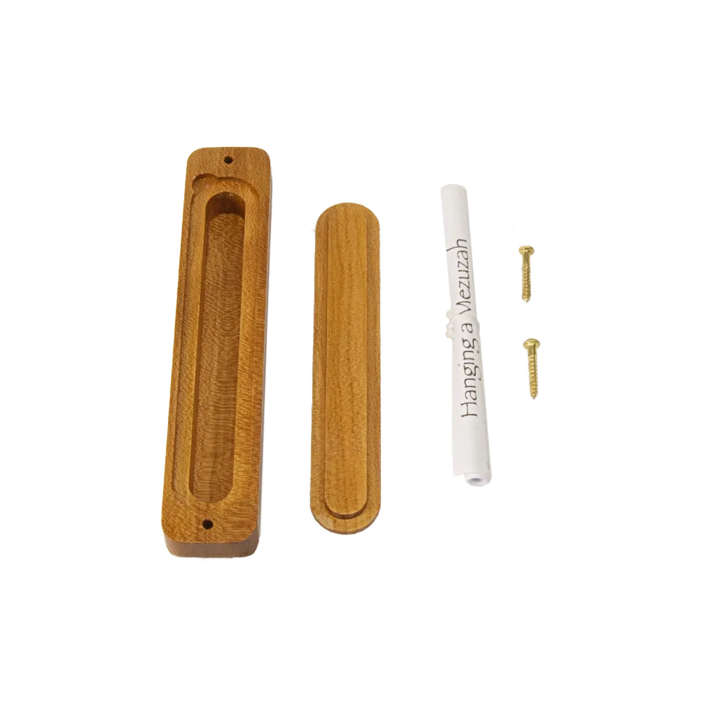 Cherry Wood Mezuzah Case Back Open